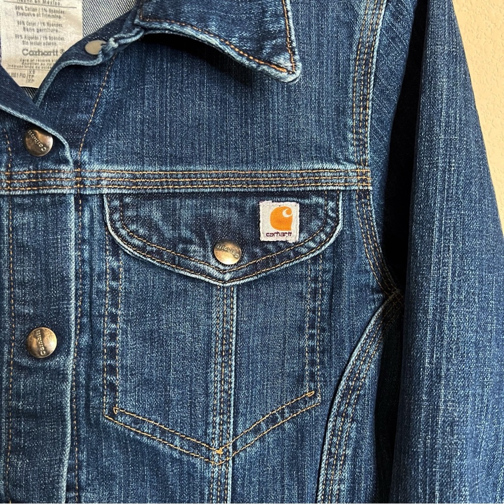 Carhartt Womens Denim Trucker Jacket XS Blue Snap Front Classic Staple Heritage - Picture 6 of 9
